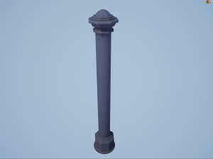 barrier bollard pack 3 blue v3 low poly lods 3D 模型