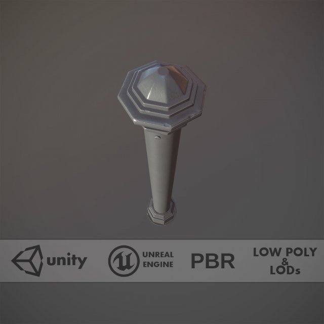 barrier bollard pack 3 gray v1 low poly lods Modelo 3D .c4d .max .obj .3ds .fbx .stl .blend 