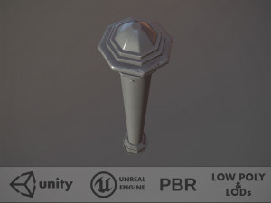 barrier bollard pack 3 gray v1 low poly lods 3D मॉडल