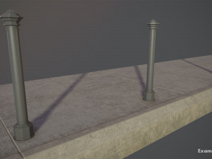 barrier bollard pack 3 gray v1 low poly lods Modelo 3D