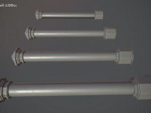 barrier bollard pack 3 gray v1 low poly lods Modelo 3D