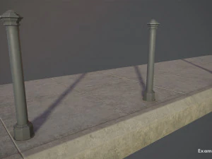 बैरियर बोलार्ड पैक 3 ग्रे वी2 लो पॉली लॉड्स 3D मॉडल