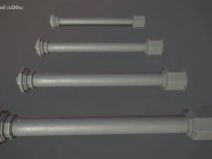 बैरियर बोलार्ड पैक 3 ग्रे वी2 लो पॉली लॉड्स 3D मॉडल