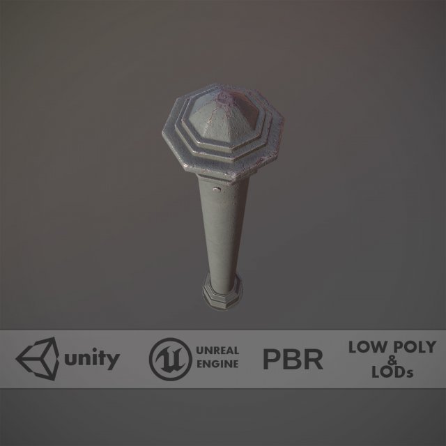 barrier bollard pack 3 gray v3 low poly lods 3D 모델 .c4d .max .obj .3ds .fbx .stl .blend 