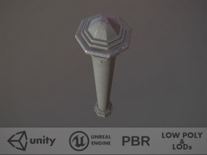 barrier bollard pack 3 gray v3 low poly lods 3Dモデル