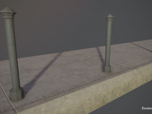 barrier bollard pack 3 gray v3 low poly lods 3D 모델