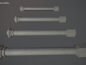 barrier bollard pack 3 gray v3 low poly lods 3D 모델