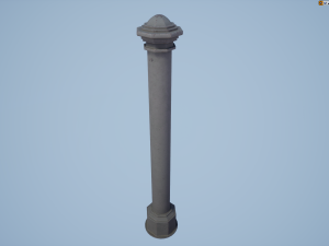 barrier bollard pack 3 gray v3 low poly lods 3D 모델