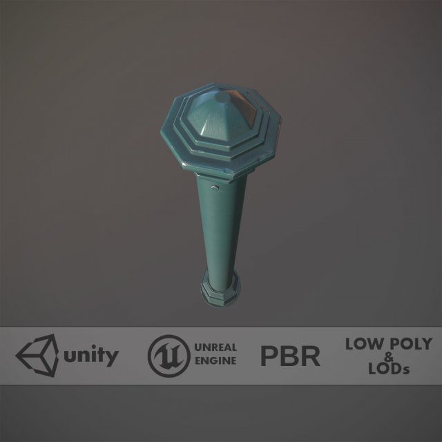 barrier bollard pack 3 green v1 low poly lods 3D 模型 .c4d .max .obj .3ds .fbx .stl .blend 