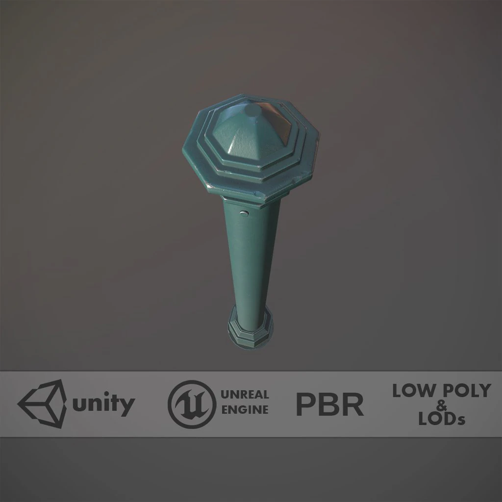 barrier bollard pack 3 green v1 low poly lods 3D Model .c4d .max .obj .3ds .fbx .stl .blend 