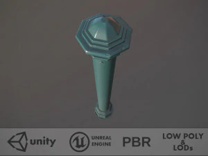 pacote de poste de amarra&ccedil;&atilde;o de barreira 3 lods verdes v1 low poly Modelo 3D