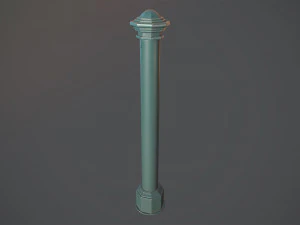 barrier bollard pack 3 green v1 low poly lods 3D Model