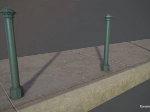 barrier bollard pack 3 green v1 low poly lods 3D Model