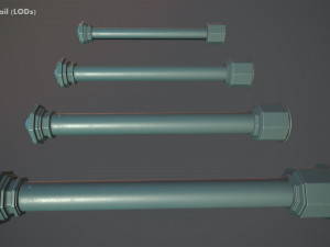 barrier bollard pack 3 green v1 low poly lods 3D 模型