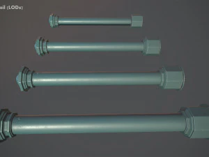 barrier bollard pack 3 green v1 low poly lods 3D Model