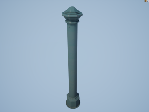 barrier bollard pack 3 green v1 low poly lods 3D 模型