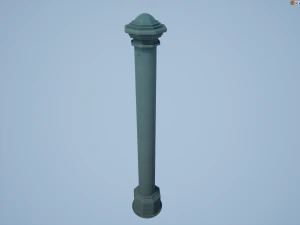 barrier bollard pack 3 green v1 low poly lods 3D Model