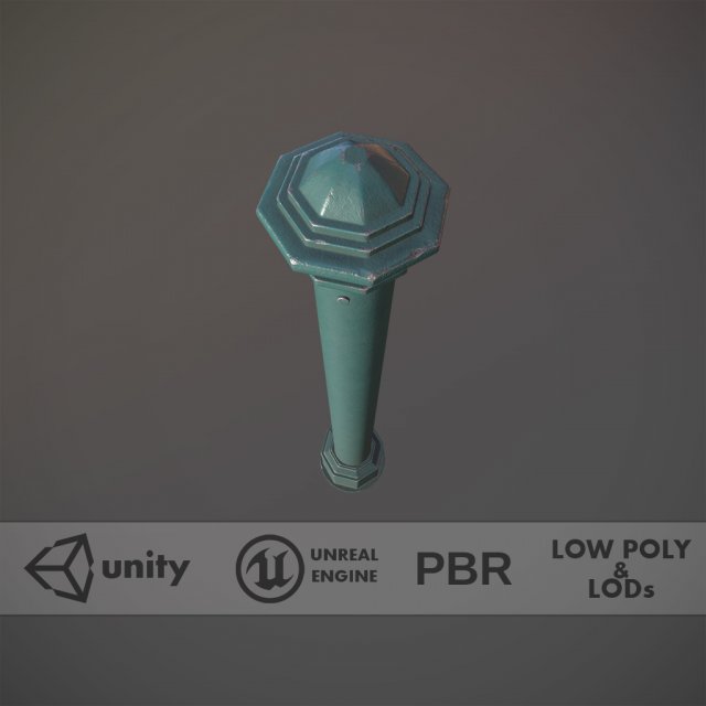 barrier bollard pack 3 green v2 low poly lods 3D 모델 .c4d .max .obj .3ds .fbx .stl .blend 