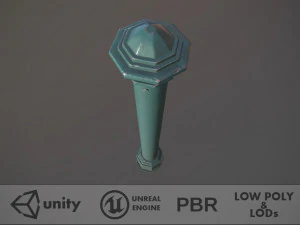 pacote de poste de amarra&ccedil;&atilde;o de barreira 3 lods verdes v2 low poly Modelo 3D