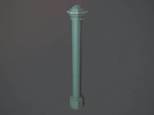 barrier bollard pack 3 green v2 low poly lods 3D 모델