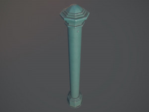 barrier bollard pack 3 green v2 low poly lods 3D 모델