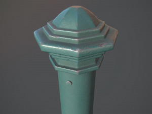 barrier bollard pack 3 green v2 low poly lods 3D 모델