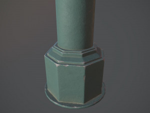 barrier bollard pack 3 green v2 low poly lods 3D 모델