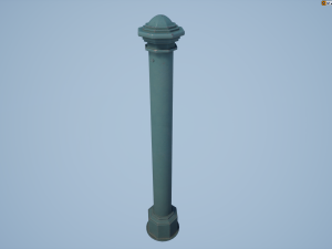 barrier bollard pack 3 green v2 low poly lods 3D 모델