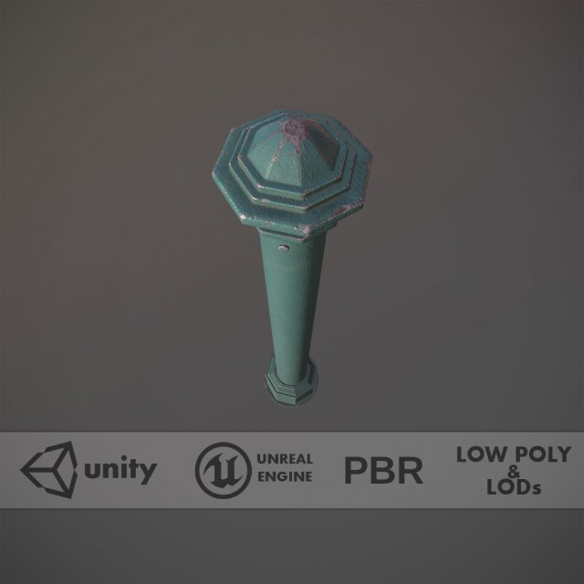barrier bollard pack 3 green v3 low poly lods Modello 3D .c4d .max .obj .3ds .fbx .stl .blend 