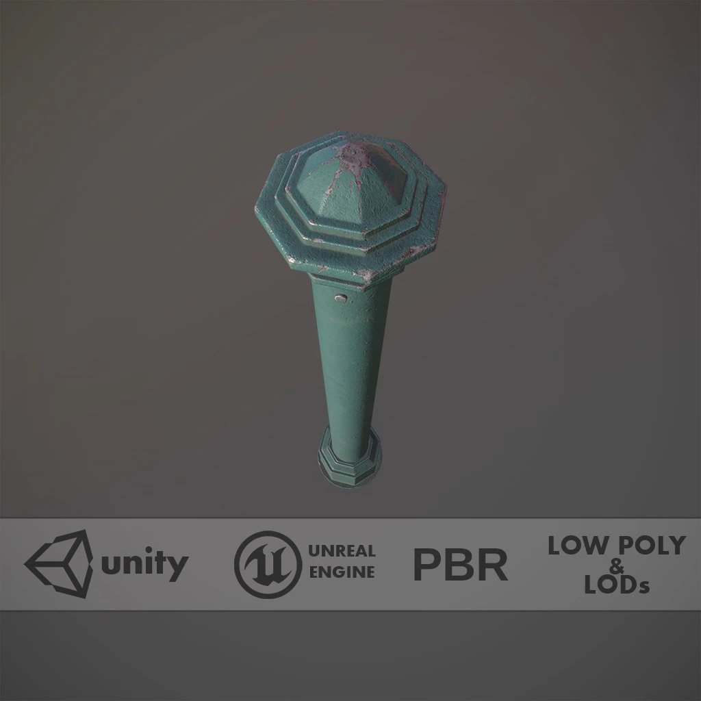 barrier bollard pack 3 green v3 low poly lods 3D Model .c4d .max .obj .3ds .fbx .stl .blend 