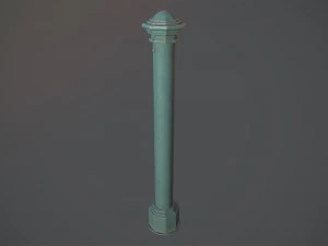 barrier bollard pack 3 green v3 low poly lods 3D Model
