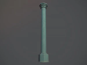 barrier bollard pack 3 green v3 low poly lods 3D Model