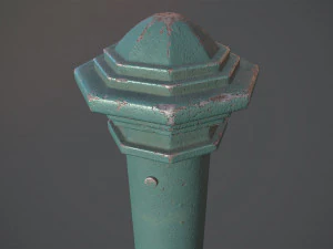 barrier bollard pack 3 green v3 low poly lods 3D Model