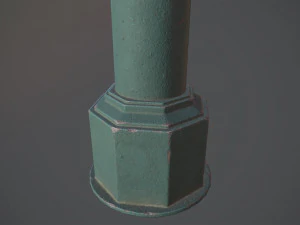 barrier bollard pack 3 green v3 low poly lods 3D Model