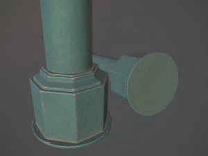 barrier bollard pack 3 green v3 low poly lods 3D Model