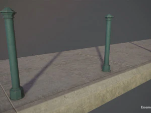 barrier bollard pack 3 green v3 low poly lods 3D Model