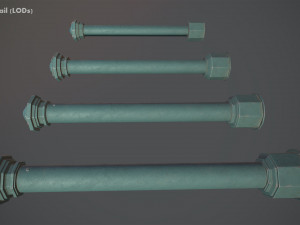 barrier bollard pack 3 green v3 low poly lods Modello 3D