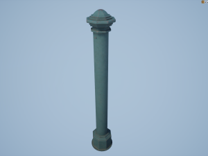 barrier bollard pack 3 green v3 low poly lods Modello 3D