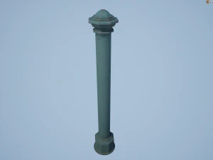 barrier bollard pack 3 green v3 low poly lods 3D Model