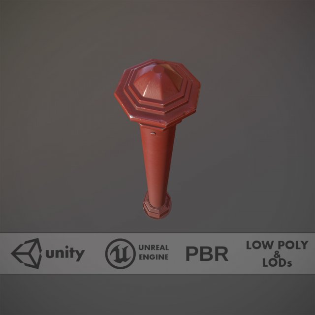barrier bollard pack 3 red v1 low poly lods 3D 모델 .c4d .max .obj .3ds .fbx .stl .blend 