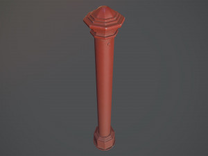 barrier bollard pack 3 red v1 low poly lods 3D 모델