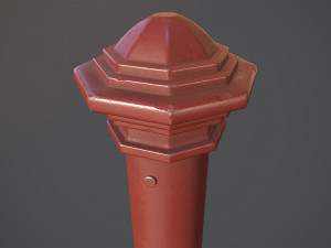 barrier bollard pack 3 red v1 low poly lods 3D 모델