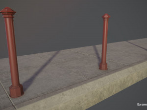 barrier bollard pack 3 red v1 low poly lods 3D 모델