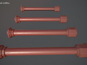 barrier bollard pack 3 red v1 low poly lods 3D 모델