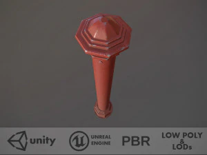 pacote de poste de amarra&ccedil;&atilde;o 3 vermelho v2 low poly lods Modelo 3D