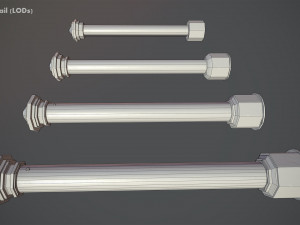 barrier bollard pack 3 red v2 low poly lods 3D-Modell