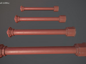 barrier bollard pack 3 red v2 low poly lods 3D-Modell