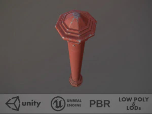 pacote de poste de amarra&ccedil;&atilde;o 3 vermelho v3 low poly lods Modelo 3D