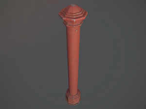 barrier bollard pack 3 red v3 low poly lods 3D 모델