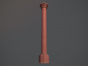 barrier bollard pack 3 red v3 low poly lods 3D 모델
